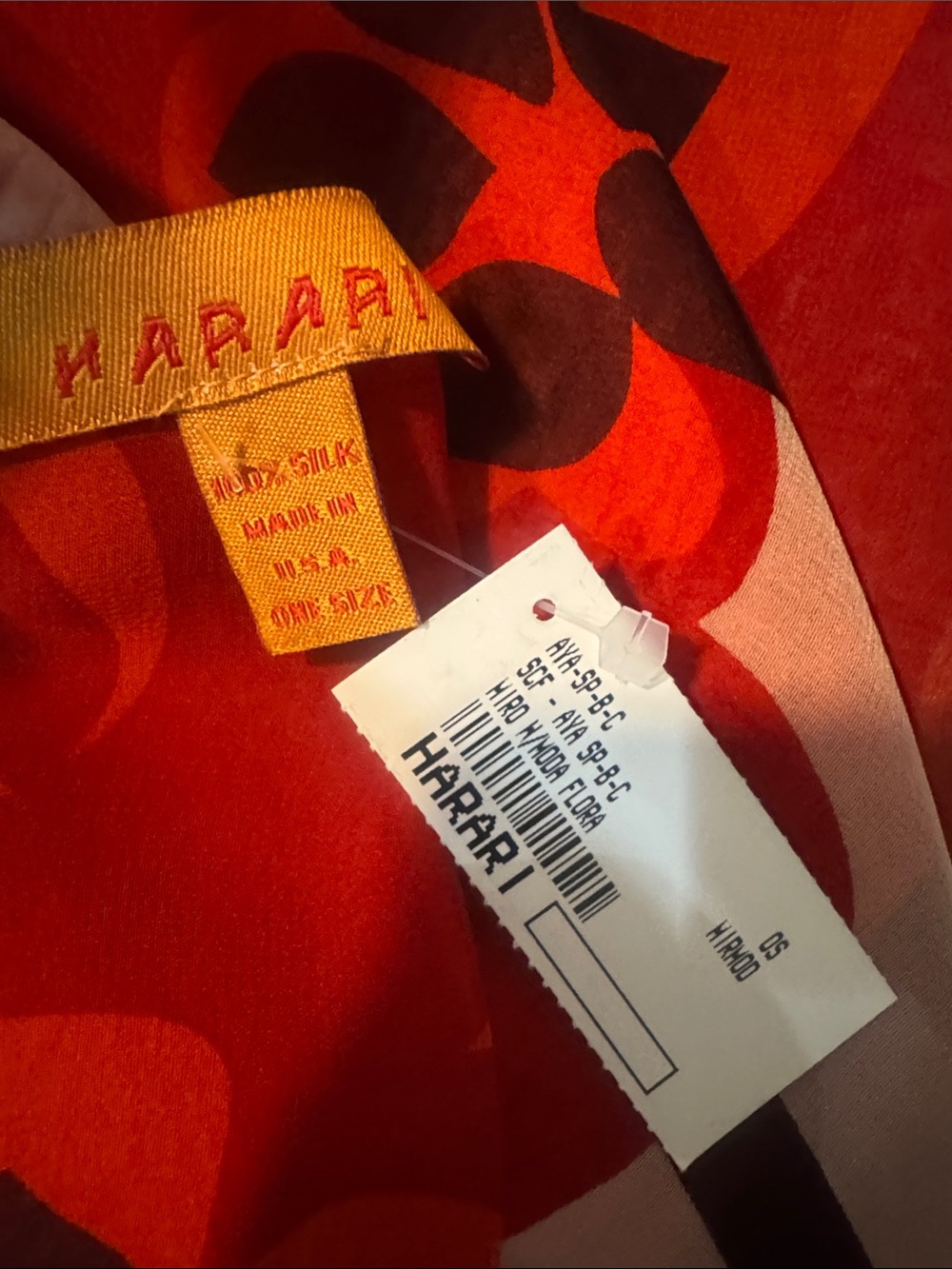 HARARI Oversized 100% Silk Floral Scarf Wrap Shawl Red Pink 84â x 42â USA